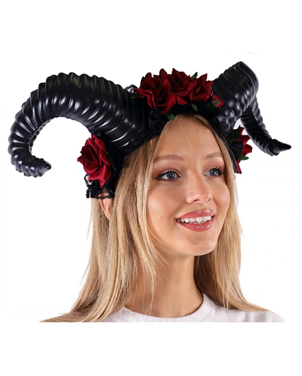 Widder Cosplay Hörner Mit Roten Rosen – Bild 2