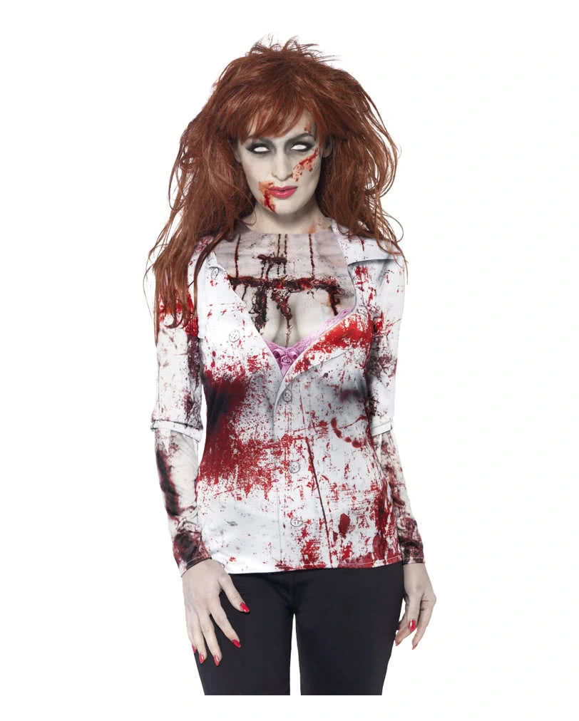 Blutiges Zombie Lady Longshirt
