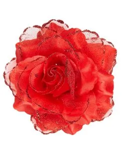 Rote Glitzer-Rose Haarspange