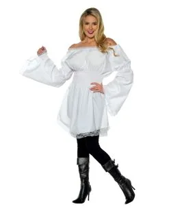 Longshirt Spitzenbluse Weiß