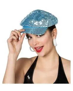 Pailletten Schirmkappe Blau