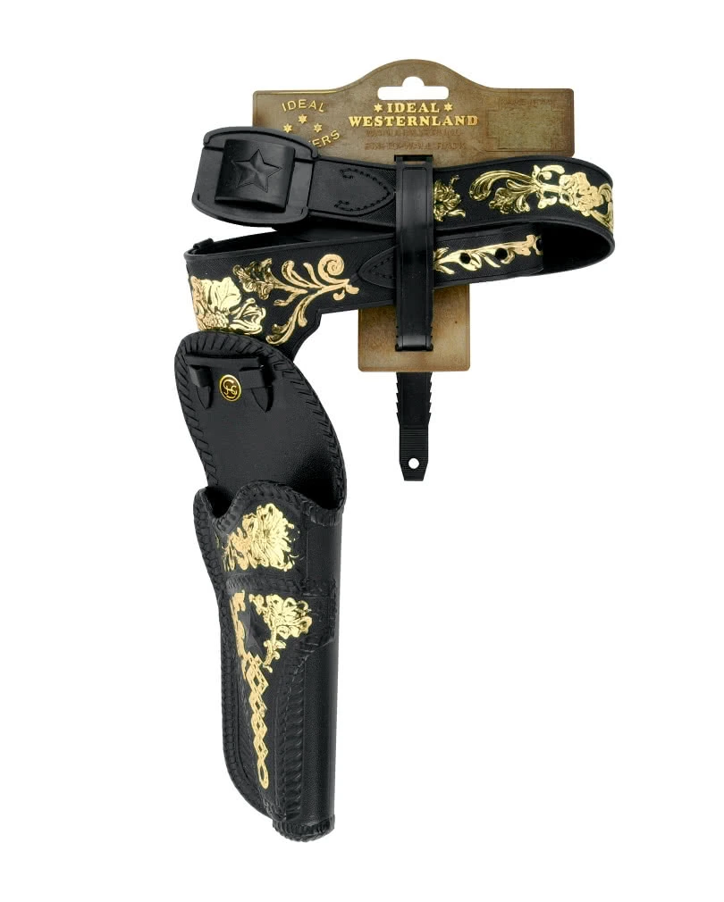 Schwarzer Pistolengürtel Mit Holster 78 Cm