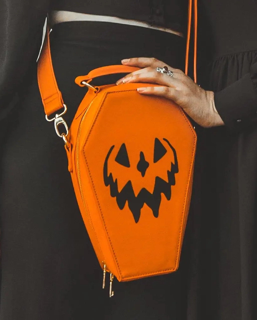 Creepy Kürbis Sarg Handtasche Orange